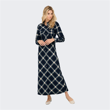  Only Wren check l/s long shirt dress night sky - 15368633