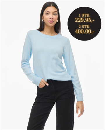 VILA RIL BREEZ  STRIK O-HALS WHITE - 14054177