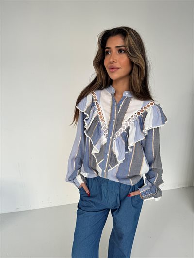 CONTINUE JILL STRIBET SKJORTE BLUE- 14784