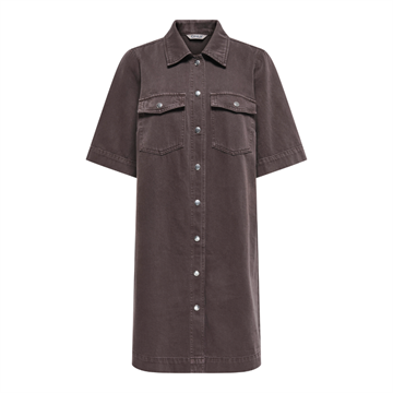 Only Belle Silla s/s button dress seal brown - 15355779