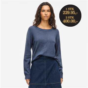  VILA RIL VINTAGE INDIGO DARK MELANGE STRIK V HALS - 14042769