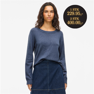  VILA RIL VINTAGE INDIGO DARK MELANGE STRIK V HALS - 14042769