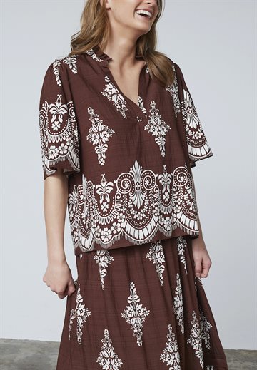 LOVE & DIVINE  TOP LOVE 1296-2 BROWN/ PAISLEY 