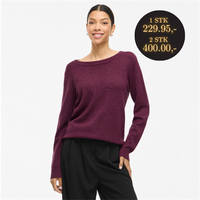  VILA RIL FIG DARK MELANGE STRIK O HALS - 14054177
