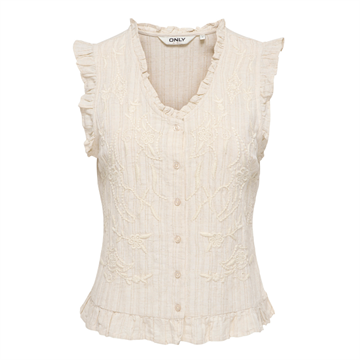 ONLY ELLYS S/L FRILL EMB TOP POMICE STONE - 15375232 
