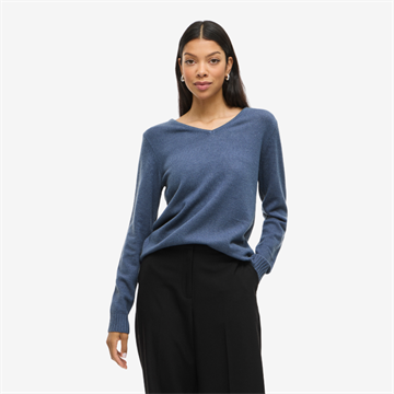  VILA RIL VINTAGE INDIGO DARK MELANGE STRIK V HALS - 14042769