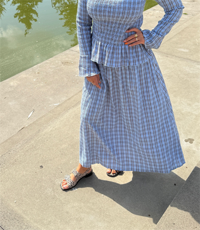 VERO MODA MARIE HW ANKLE NEDERDEL CASHMERE BLUE/ BLACK - 10339050