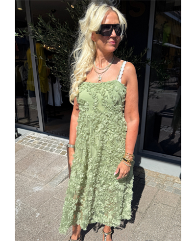 VILA EONORA SQU-NECK S/L MIDI DRESS SAGE - 14104320 