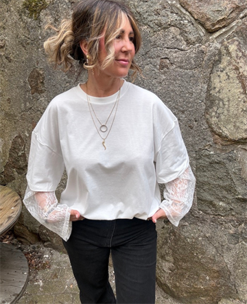 VILA ABIA LACE T-SHIRT CLOUD DANCER- 14115302