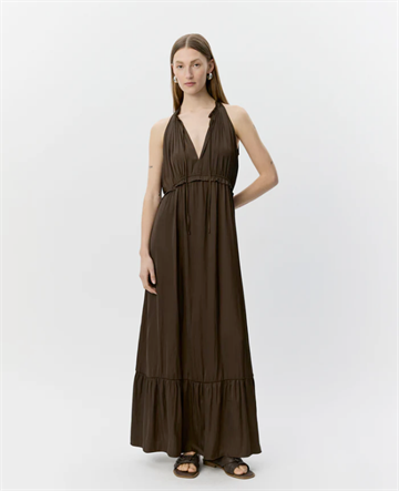 SOFIE SCHNOOR MELSW HALTER NECK MECI DRESS INTENSE BROWN - S262192