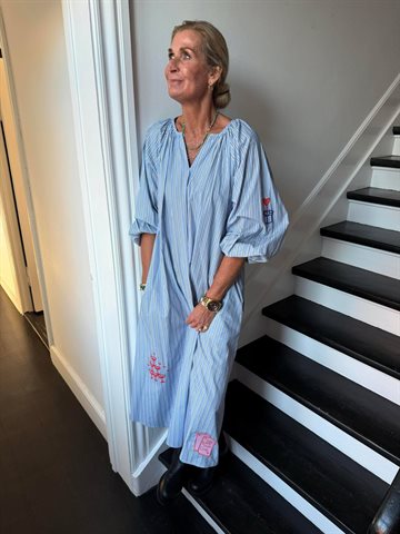 WAUW THE CHAMPAGNE LONG DRESS BLUE STRIPE - 10125