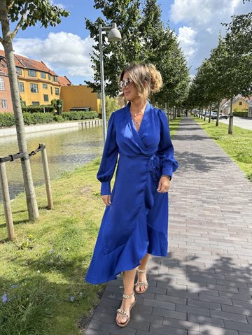 VILA NARIA V-NECK WRAP ANKEL DRESS MAZARINE BLUE - 14104618