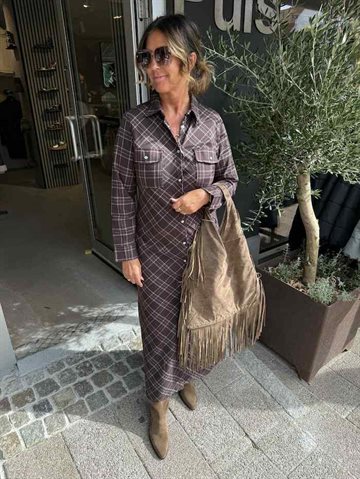 ONLY WREN CHECK L/S LONG SHIRT DRESS WVN BLACK - 15368633