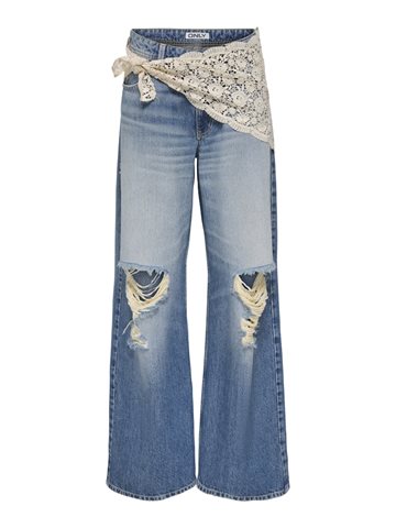 ONLY CARRIE CROCHET JEANS MEDIUM BLUE - 15382063