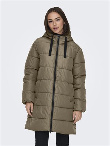  ONLY CLAIR PUFFER HOOD JAKKE STONE GRAY - 15323232