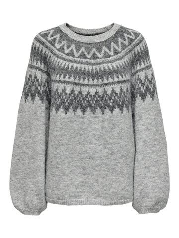 ONLY REYKJA LS O-NECK KNT LIGHT GREY MELANGE - 15353221