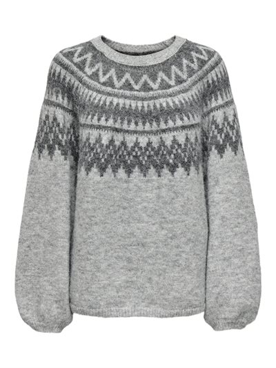 ONLY REYKJA LS O-NECK KNT LIGHT GREY MELANGE - 15353221