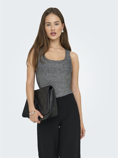 ONLY EA GLITTER S/L 2-WAYS TOP BLACK/SILVER GLITTER - 15356494