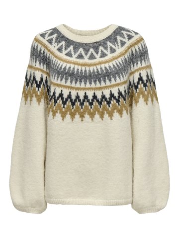 ONLY REYKJA LS O-NECK KNT WHITECAP GRAY/DARK GREY - 15353221