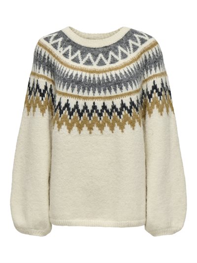 ONLY REYKJA LS O-NECK KNT WHITECAP GRAY/DARK GREY - 15353221