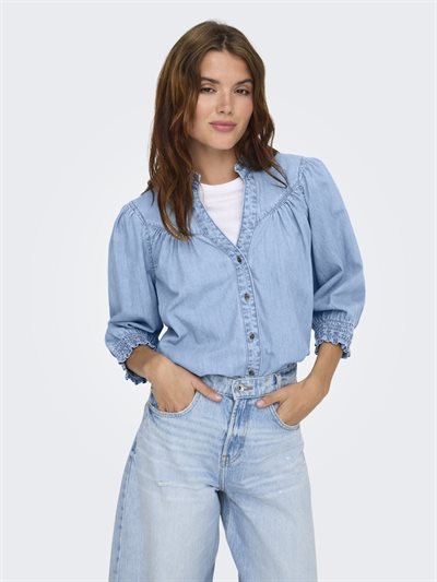ONLY RAYA 3/4 SHIRT BLUE DENIM - 15357327