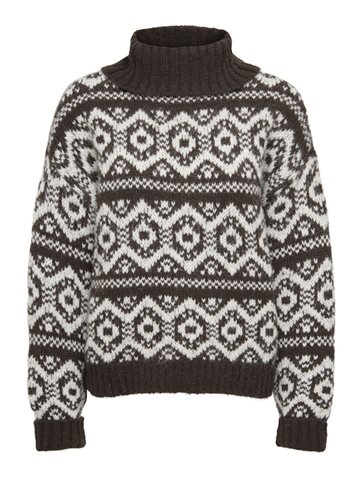 ONLY CARIN LIFE LS JQ LOOSE ROLLNECK KNIT – SEAL BROWN 15367762