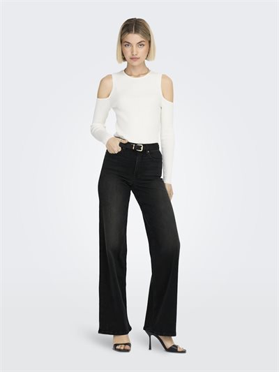 ONLY MADISON BLUSH HW WIDE WASHED BLACK DENIM - 15299796