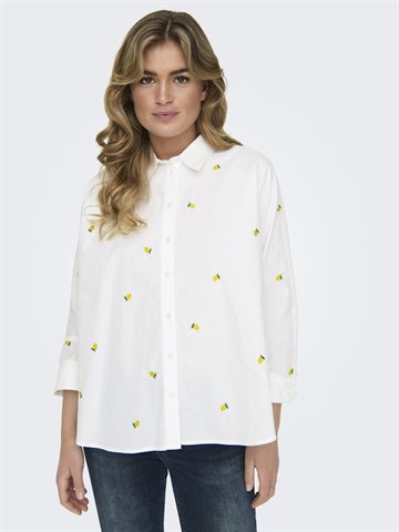 ONLY NEW LINA GRACE WHITE W. LEMONS LS EMB SHIRT - 15283743