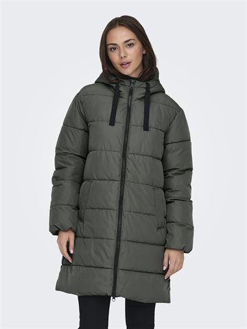  ONLY CLAIR PUFFER HOOD JAKKE CASTOR GRAY - 15323232