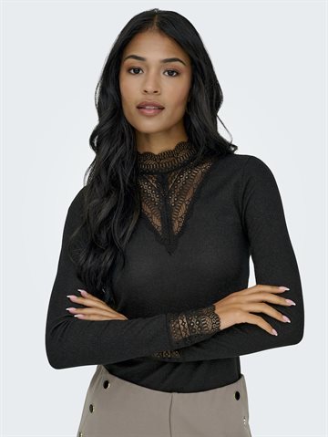 ONLY TILDE GLITTER L/S HIGHNECK TOP BLACK - 15344695