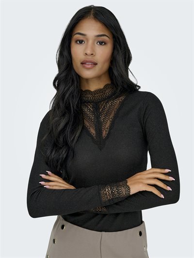 ONLY TILDE GLITTER L/S HIGHNECK TOP BLACK - 15344695