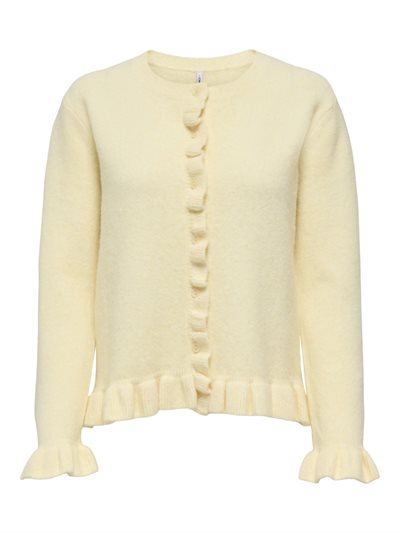 ONLY RIMA LIFE FRIL BUTTO CARDIGAN KNIT LEMON MERINQUE - 15363415