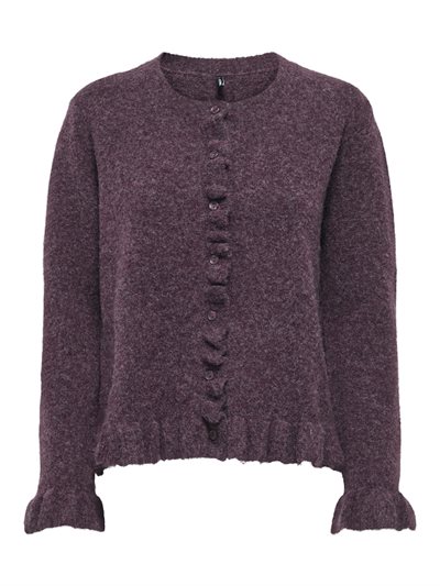  ONLY RIMA LIFE FRIL BUTTO CARDIGAN KNIT BURGUNDY - 15363415