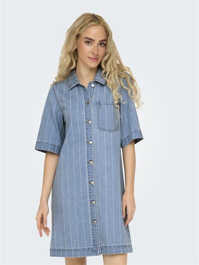  ONLY ASTA STRIPE LIGHT BLUE DENIM DRESS - 15355054