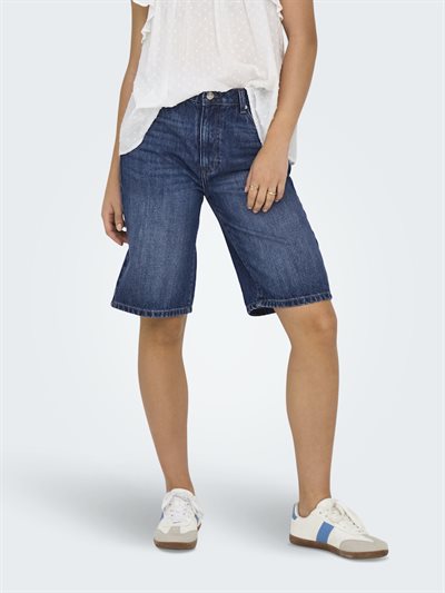 ONLY SONNY HW WIDE DARK BLUE DENIM SHORTS - 15256709