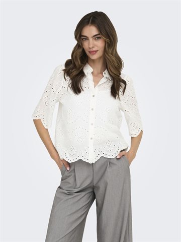 ONLY VALAIS S/S SHIRT WVN CLOUD DANCER - 15351106