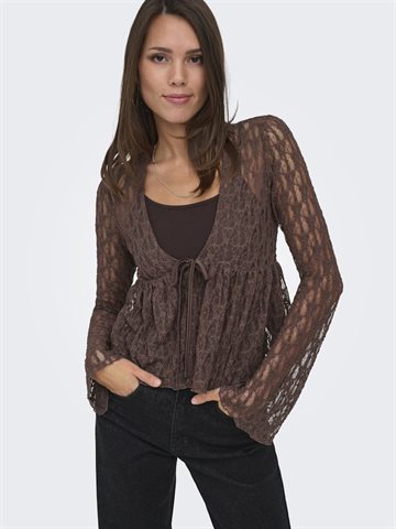 ONLY LAYA LACE CARDGIAN JRS CHOCOLATE MARTINI - 15375831
