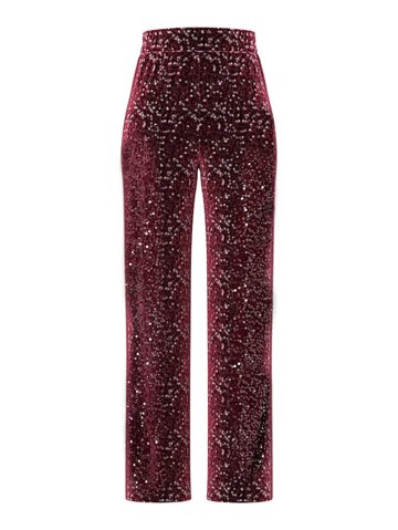 PIECES KAMMI HW WIDE PANTS JRS TAWNY PORT - 17164300