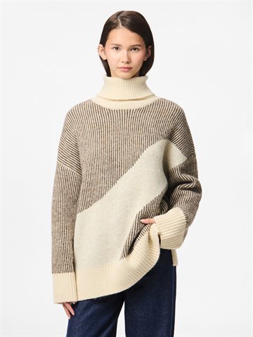 PIECES LINNA ROLL NECK LOOSE KNIT PWP BC MOREL/BURCH - 17159572 