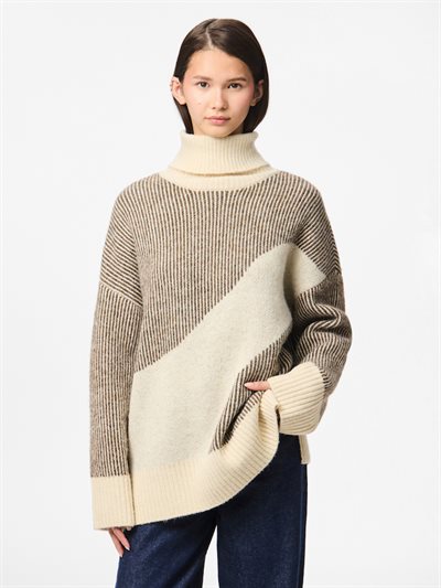 PIECES LINNA ROLL NECK LOOSE KNIT PWP BC MOREL/BURCH - 17159572 