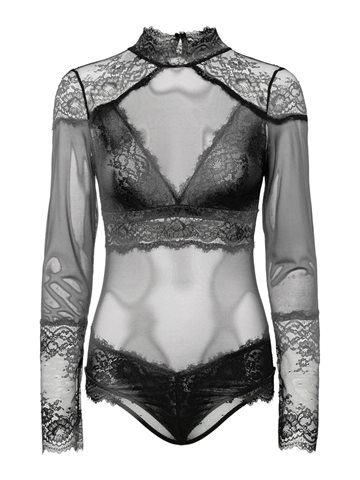 PIECES PCJORA XMAS HIGH NECK LS BODYSTOCKING BLACK- 17160198
