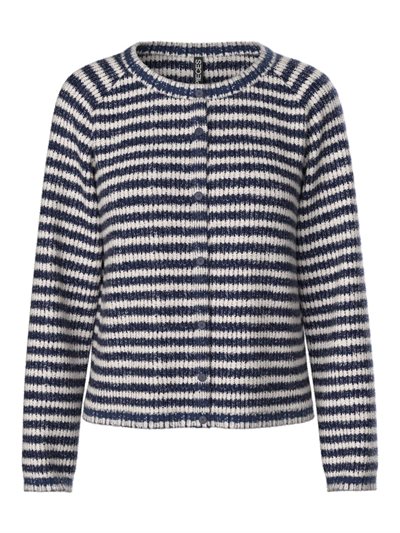 PIECESMALOU LS O-NECK STRIPE CARDIGAN MARITIM BLUE STRIPE - 17161612