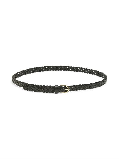  PIECES AVERY BLACK LEATHER BRAIDED SLIM BELT - 17077740