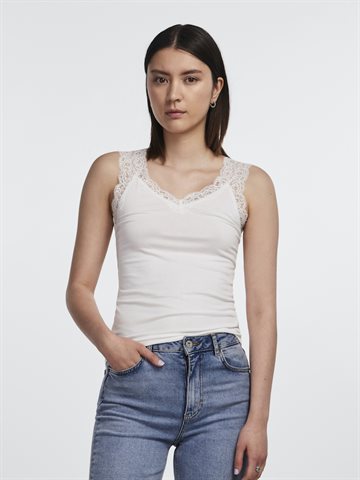 PIECES BARBERA LACE TOP WHITE- 17106017
