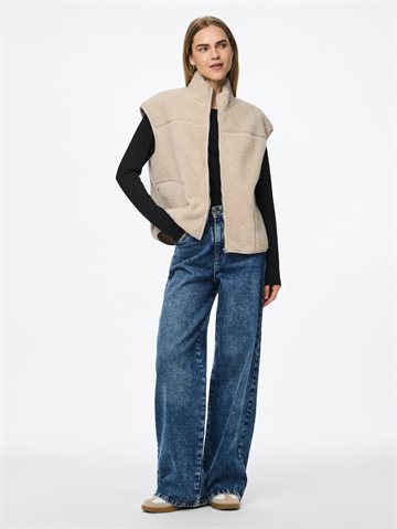 PIECES SADIA TEDDY VEST SILVER GREY - 17154496