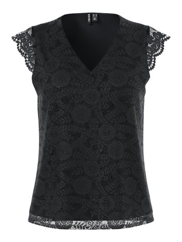  PICES OLLINE LACE BLACK V-NECK TOP - 17154614