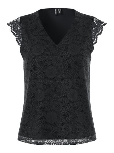  PICES OLLINE LACE BLACK V-NECK TOP - 17154614