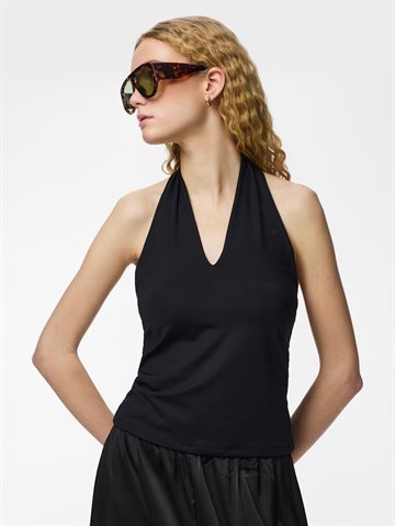 PIECES LULA HALTERNECK TOP BLACK - 17165732