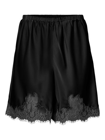PIECES JESSA MW SHORTS W/LACE BLACK - 17165412