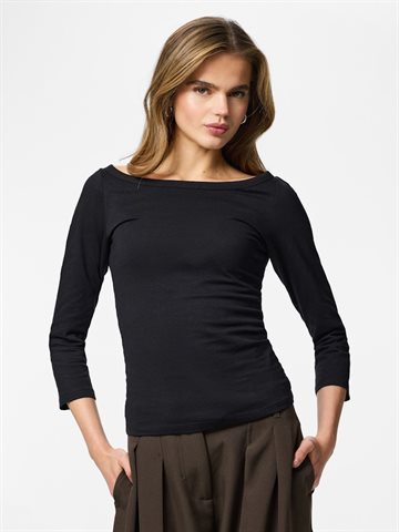 PIECES PHOEBE BLACK 3/4 BOATNECK TOP JRS - 17167230 